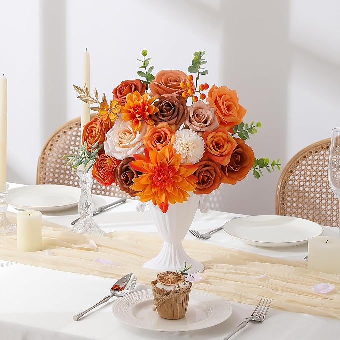 Artificial Flowers Fake Rose Flowers Dahlia - Image 7