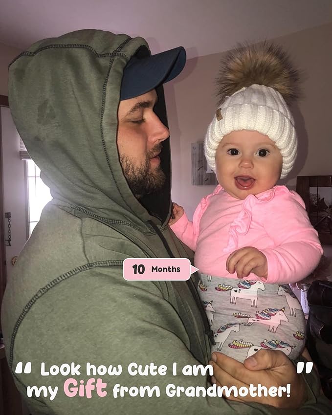 FURTALK Kids Winter Hat Toddler Knitted Beanie with Faux Fur Pom Poms for Baby Girls Boys