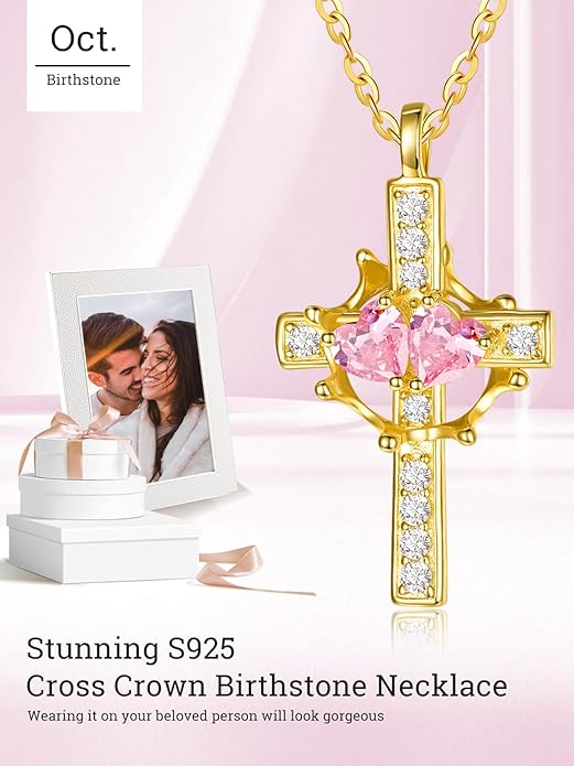 Valentine's Day Gifts for Wife 925 Sterling Silver Double Birthstone Pendant Necklaces I Love You for Always and Forever Necklace Anniversary Birthday Gifts for Wife Girlfriend Mom Her