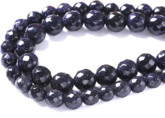 4mm 90pcs Natural Blue Sandstone Faceted Stone Beads for Jewelry Making DIY Bracelet Necklace Accessories 15" Energy Healing Power Stone Beads (Faceted Blue Sandstone, 4mm)