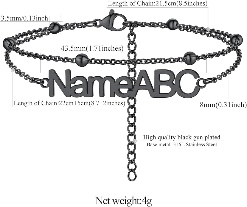 FindChic Custom Ankle Bracelets for Women, Stainless Steel Figaro/Cuban/Wheat/Rope/Herringbone Chain Anklets, Beach Foot Jewelry 8.5''-10.5'' Adjustable & Waterproof, with Gift Box