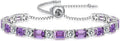 Birthstone Tennis Bracelets for Women White Gold Sterling Silver Gemstone Bracelets Adjustable Chain 6-9 Inchs Jewelry Anniversary Birthday Gifts for Women Mom Wife Her