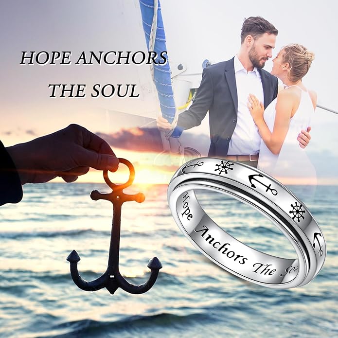 Ladytree Anxiety Relieve Rings 925 Sterling Silver Spinner Fidget Ring Worry Stress Relieving Boredom ADHD Autism Ring Platinum Plated Jewelry Birthday Gifts for Women Men