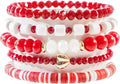 Heishi Beaded Stretch Bracelets for Women Stackable Polymer Clay Beads Bracelets Friendship Boho Summer Beach Bracelet Jewelry Set