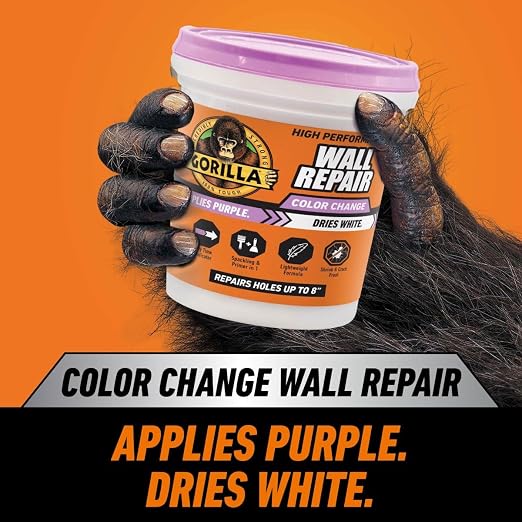 GORILLA High Performance Wall Repair Color Change, 32 Ounce Tub, Applies Purple - Image 2