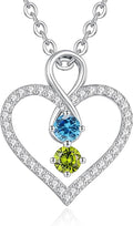 LOUISA SECRET Infinity Double Birthstone Necklace, 925 Sterling Silver Tiny Pendant Heart Necklace for Women Wife Her, Best Jewelry Gift Heart Jewelry Meaningful Gift for Valentine's Day, Christmas, Birthday Anniversary
