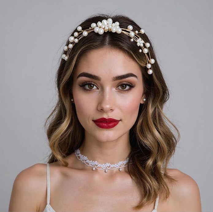 Choker Necklace White Lace Choker for Women, Elegant Choker with Bead Accents, Soft Lace Collar Necklace with Adjustable Necklace Extender