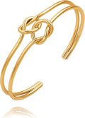 POTESSA 18K Gold Plated Cuff Bracelets Adjustable Dainty Bangle Handemade Jewelry for Women