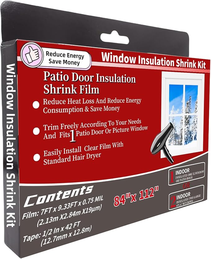 Large Patio Door Shrink Film Window Insulation Kit 84-Inch By 112-Inch | Clear by FonsBleaudy%C2%A0