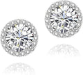 YOMELA Cubic Zirconia Earrings Studs, Halo CZ Birthstone Simulated Diamond Stud Earrings for Women