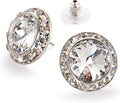 | Crystal Clear and Crystal AB Rhinestone Clip On or Pierced Earrings for Dance, Pageant, Prom, Performance, Wedding