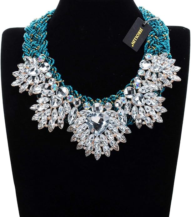 Jerollin Simulated Pearl Body Statement Necklace for Women, Fashion Collar Bib Necklaces Fashion Costume Jewelry Necklace…