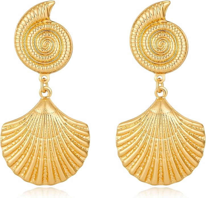 Gold/Silver Shell Dangle Earrings for Women Seashell Drop Dangle Earrings Ocean Beach Earrings Summer Jewelry