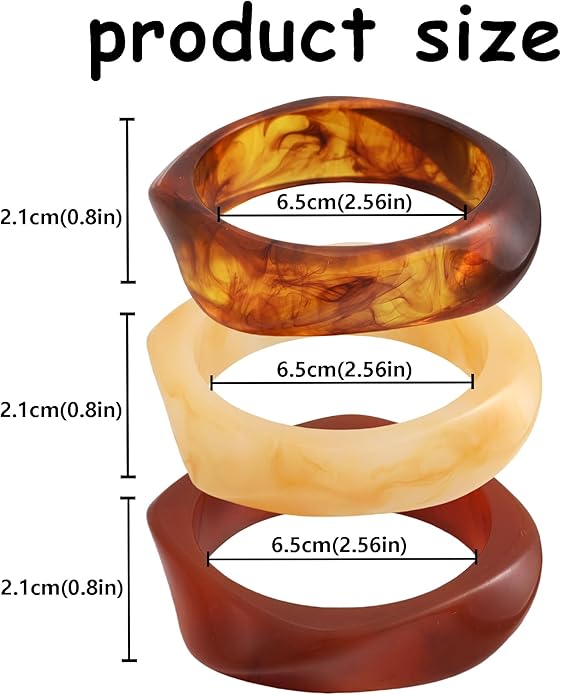 FAXHION Chunky Resin Acrylic Bangle Bracelets for Women, Colorful Wide Geometric Bangles Set, Statement Stackable Bracelet Jewelry Gift