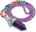 EDEN'S CALL Tree of Life 7 Chakra Stone Beads Necklace for Women and Men Hexagonal Crystal Point Pendant Necklace