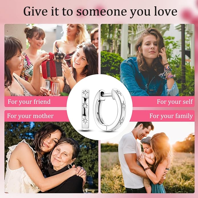 NARMO Earrings for Women 925 Sterling Silver Heart Hoops Small Colorful Rainbow Hoop Earrings Huggie Earrings