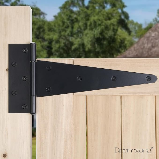 12 Inch T-Strap Gate Hinges, Heavy Duty Shed Barn Door Hinges, Yard Gate - Image 5