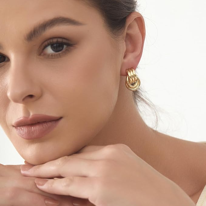 Knot Link Statement Earrings for Women, Drop Dangle Geometric Knot Earrings, Women's Jewelry-M Size
