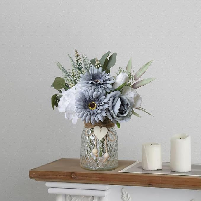 Fake Flowers in Vase with a Flower Arrangement, Silk Artificial Flowers in Vase - Image 9