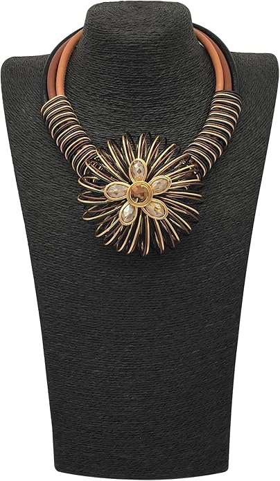 Statement African Necklace For Women African Jewelry Costume Earring Sets Tribal Fashion Colorful Big Rhinestone Crystal Pendent Collar Choker Bold Chunky Bib Handmade