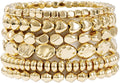 Gold Plated Beaded Bracelets for Women Trendy, 14K Gold Plated Stack Cross Pearl Gold Plated Bead Stretch Bracelets Set Elastic Hypoallergenic Bracelets Jewelry Gifts
