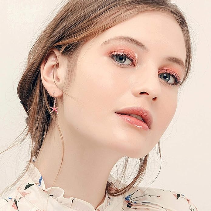 925 Sterling Silver Starfish Earrings With Opal Fish Hoops, Nautical Hawaiian Sea Beach Jewelry for Women and Starfish Lovers