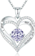 CDE Valentine's Day Gift Forever Love Heart Necklaces for Women, Wedding Anniversary, Birthday Mothers Christmas Day Gifts for Mom, Mother, Wife, S925 Silver Jewelry with Birthstone Pendant
