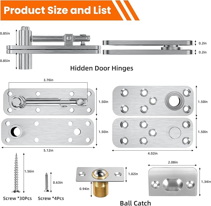 Hidden Door Hinge Pivot Hinge, 570LBS Load-Bearing Heavy Duty Pivot Door - Image 3