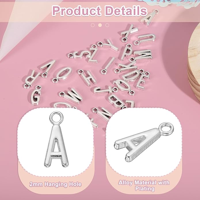 uxcell Letter Charm, Alloy Letter Initial Alphabet Charm for DIY Crafts Jewelry Making Bracelet Earrings Necklace