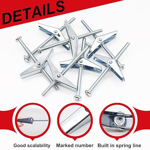 92Pcs 3/16 Inch Toggle Bolts for Drywall, Butterfly Anchors Heavy Duty Drywall - Image 4