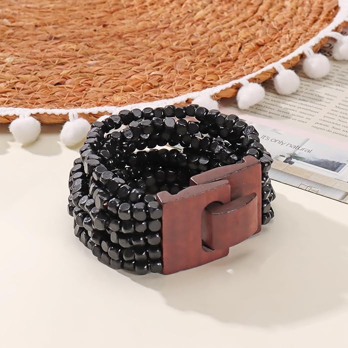 Coiris Boho Bangle Bracelets for Women Wooden Beaded Bracelets Chunky Bohemian Beach Bracelets Jewelry for Women