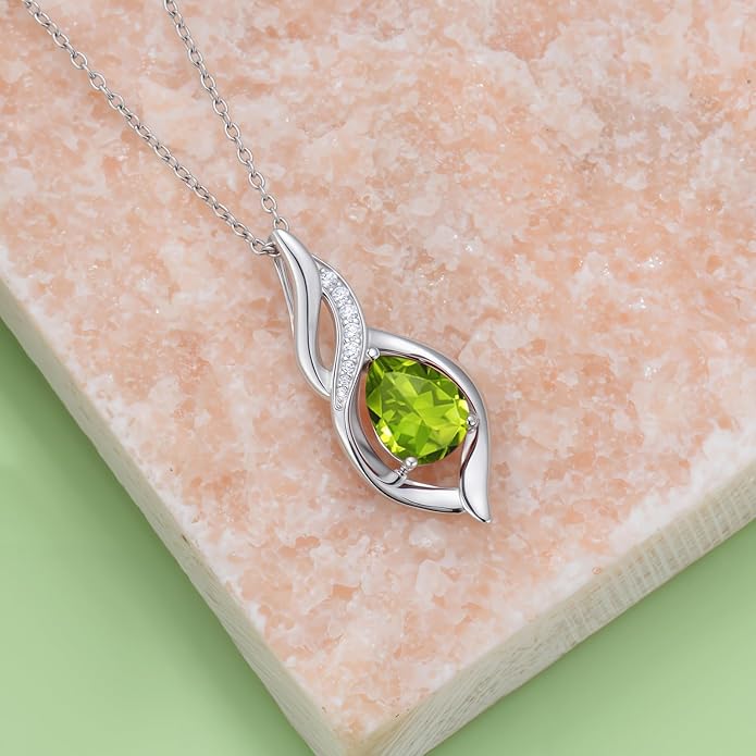 Birthstone Necklace for Women Infinity Necklaces 925 Sterling Silver Teardrop Love Birthday Jewelry Valentines Day Birthday Gifts for Her Mom Wife Girlfriend