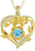 Midari 18K Gold Heart Birthstone Necklace for Women Rose Pendant Birthday Jewelry Gifts for Wife Her Daughter Mom