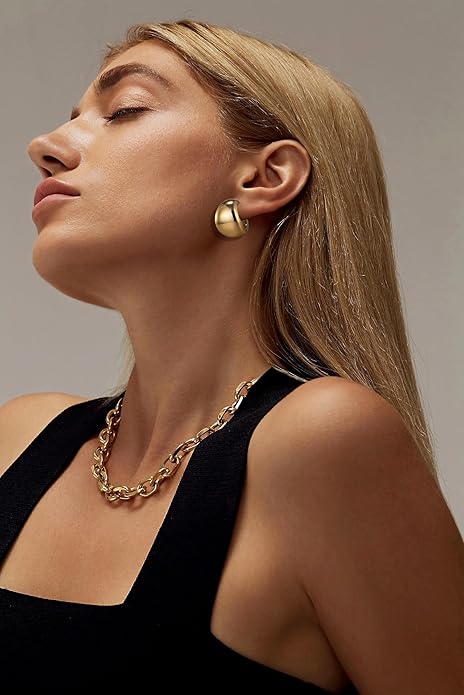 9 Pairs Chunky Gold Earrings Set for Women Trendy Lightweight Gold Plated Hoop Earrings Hypoallergenic Jewelry