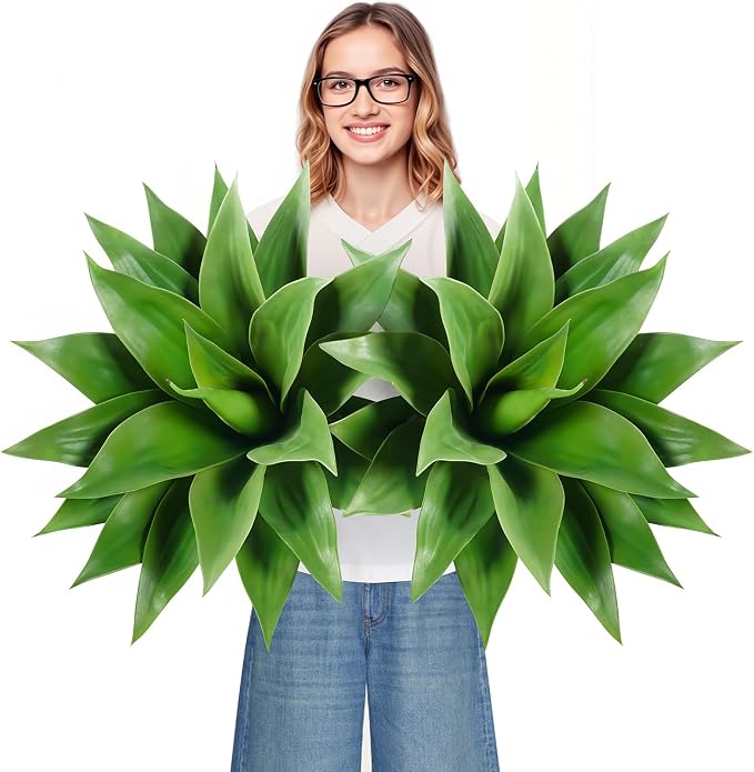 Velener 28 Inch Artificial Agave Plants Outdoor Set, Large Fake Plants Indoor by Velener