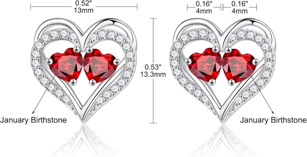 Iefil Valentines Day Gifts for Her - 925 Sterling Silver Birthstone Earrings, Anniversary Birthday Gifts for Women Wife Girlfriend Mom