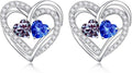 Iefil Valentines Day Gifts for Her, 925 Sterling Silver Heart Birthstone Earrings, Anniversary Birthday Gifts for Women, Birthstone Jewelry for Her Wife Girlfriend Mom