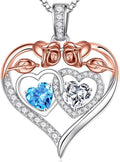 Iefil Valentines Day Gifts for Her - 925 Sterling Silver Rose Heart Necklaces for Women, Anniversary Birthday Gifts for Wife Girlfriend Mom