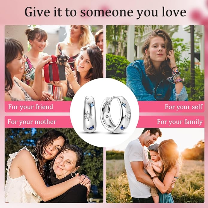 NARMO Earrings for Women 925 Sterling Silver Heart Hoops Small Colorful Rainbow Hoop Earrings Huggie Earrings