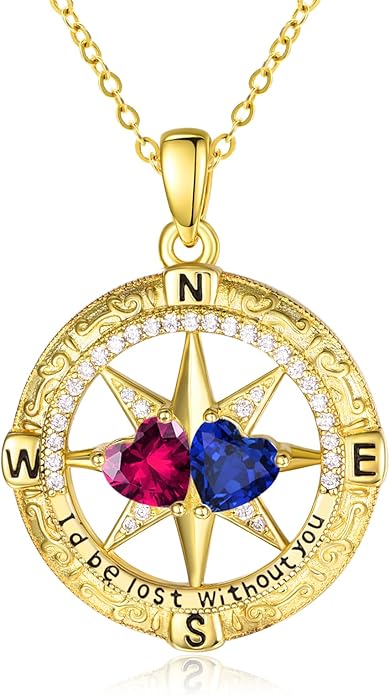 Valentine's Day Gifts for Wife 925 Sterling Silver Double Birthstone Pendant Necklaces I Love You for Always and Forever Necklace Anniversary Birthday Gifts for Wife Girlfriend Mom Her