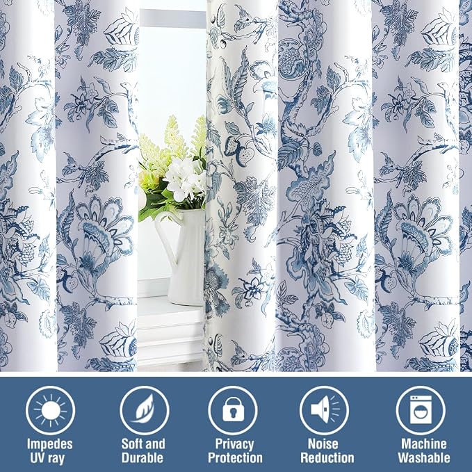 H.VERSAILTEX Blackout Curtains 63 Inch Length 2 Panels Set Floral Print Curtain - Image 7