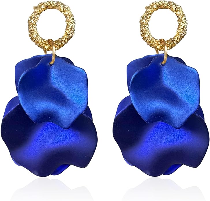Anmpab Statement Matte Rose Flower Petal Stud Earrings for Women Dangly Floral Petal Earrings Jewelry Accessories Romantic Gifts for Her Women
