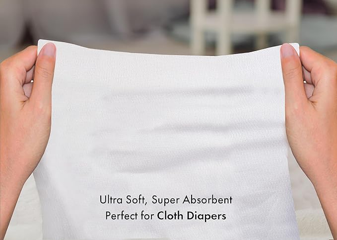 RUVANTI Unisex Birdseye Flat-Fold Cloth Diapers for Babies 10 Pack, 100% Cotton Reusable Diaper Inserts 23x23 Inches, White