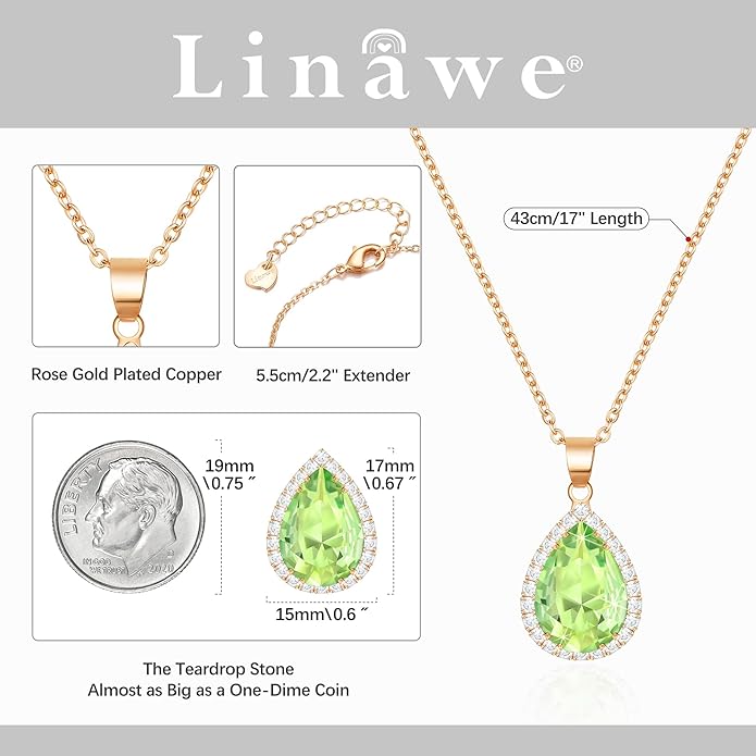 Linawe Crystal Chain Necklace for Women Trendy, Imitation Diamond Pendant, Statement Cubic Zirconia Boho Jewelry Set, 14K Gold/Rose Gold/Silver Birthstone Necklace