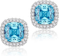 YOMELA Cubic Zirconia Earrings Studs, Halo CZ Birthstone Simulated Diamond Stud Earrings for Women