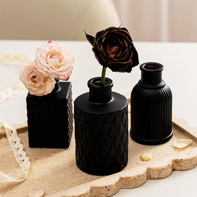 Black Glass Bud Vase Set of 22 Pcs, Small Bud Vases in Bulk, Glass Crystal - Image 9