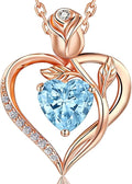 1.2CT Rose Heart Necklace Option of Moissanite or Lab-Grown Sapphire Ruby Emerald&More Necklace for Women Birthstone Girlfriend Necklace S925 Sterling Silver 18K White/Rose Gold Plated D Color VVS1 Gift for Wife Mother Daughter for Birthday Anniversary...