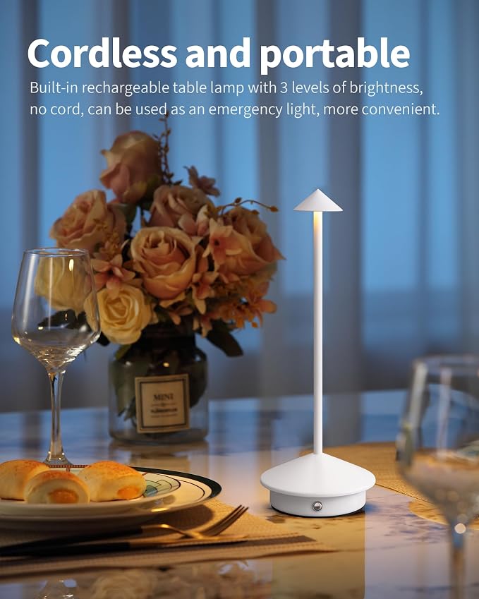 Modern Cordless Table Lamp Set of 2, Rechargeable, Battery Operated Lighting - Image 2