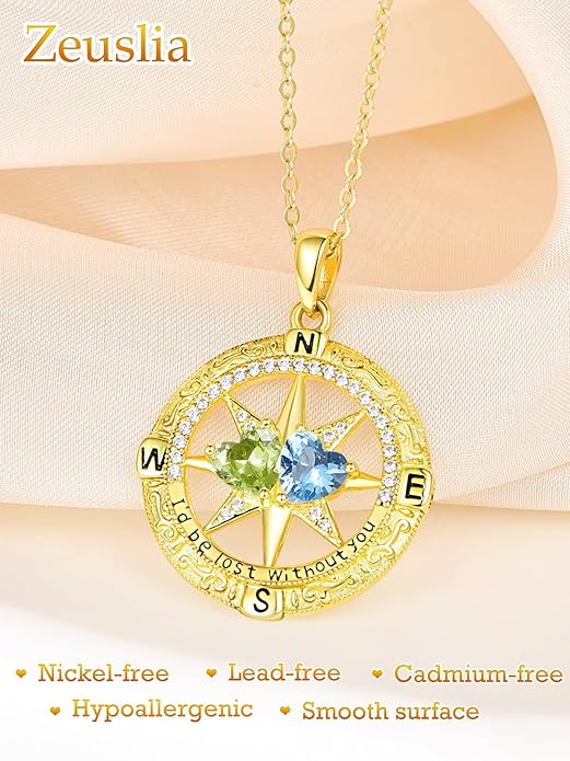 Valentine's Day Gifts for Wife 925 Sterling Silver Double Birthstone Pendant Necklaces I Love You for Always and Forever Necklace Anniversary Birthday Gifts for Wife Girlfriend Mom Her