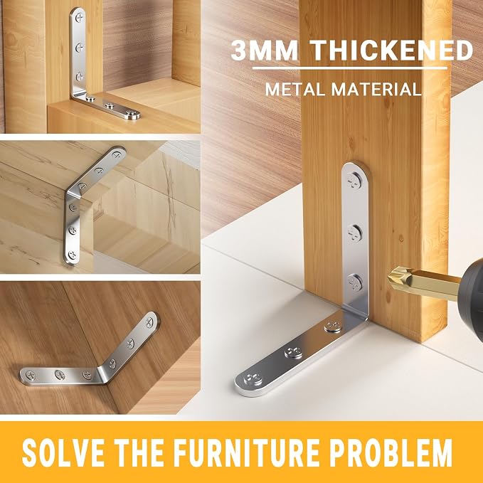 25Pcs Stainless Steel Angle Brackets 4”x 4” Heavy Duty Corner Brackets | 3MM - Image 4